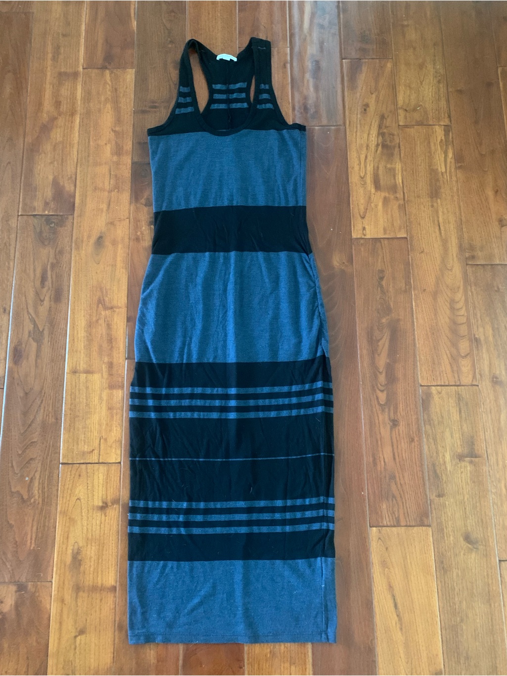 James Perse Dress Size 2 Stripe Racerback Tank Midi/ Maxi Navy Blue Black